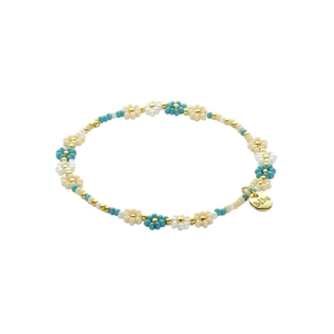 54964mix07 Armband Biba Flowers Turquoise.Beige 54964mix07 Armband Biba Flowers Turquoise.Beige